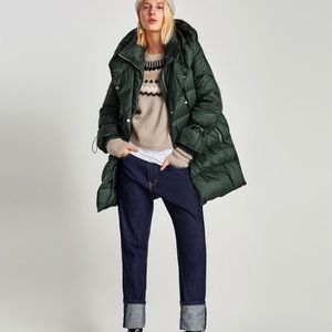 Zara women’s green Down puffer coats jacket